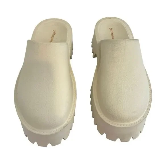 Jeffrey Campbell Womens Size 11 Cream Chunky Platform Mules Clogs - Picture 3 of 9